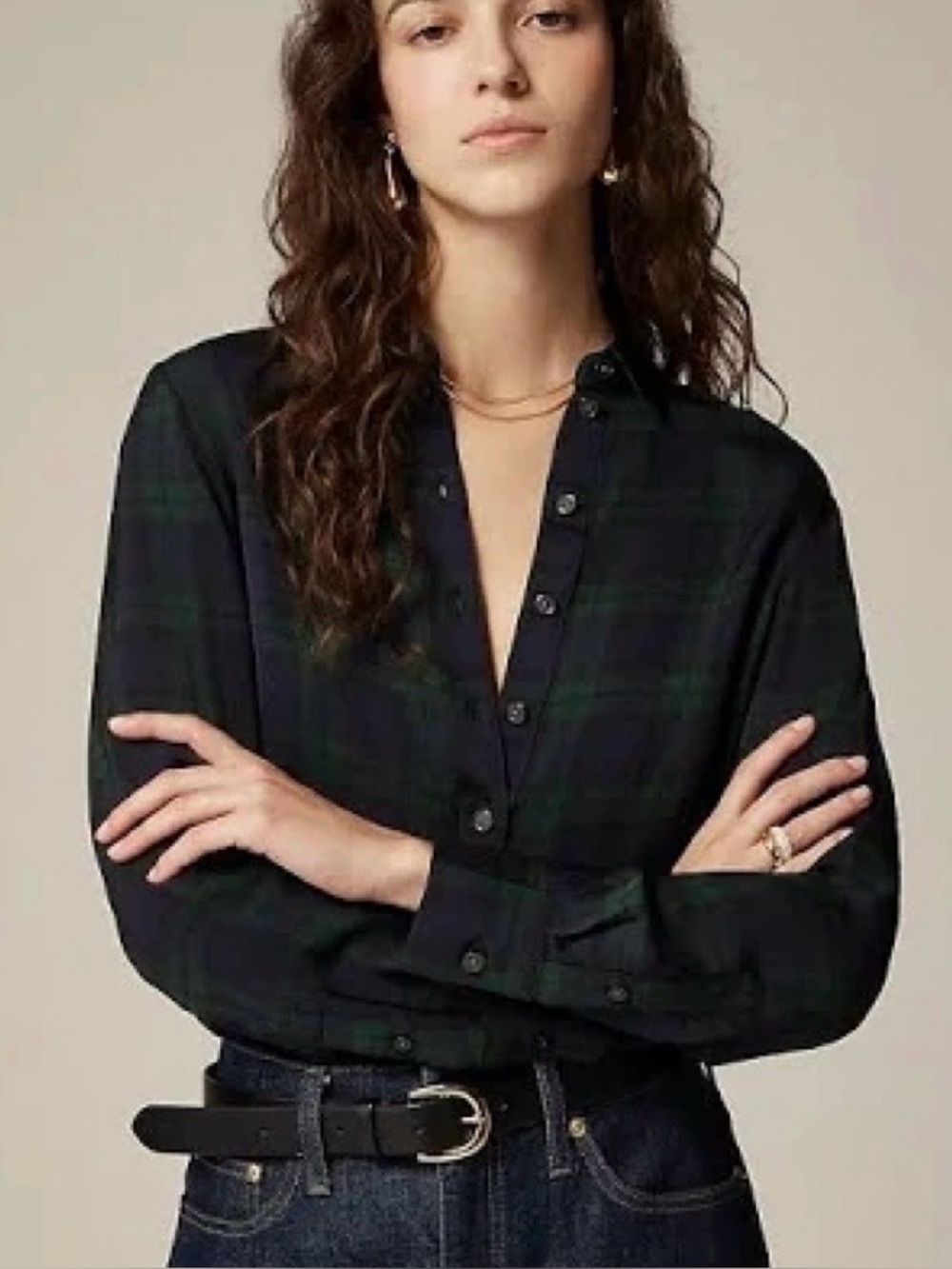 J Crew green and blue tartan plaid long sleeve shirt